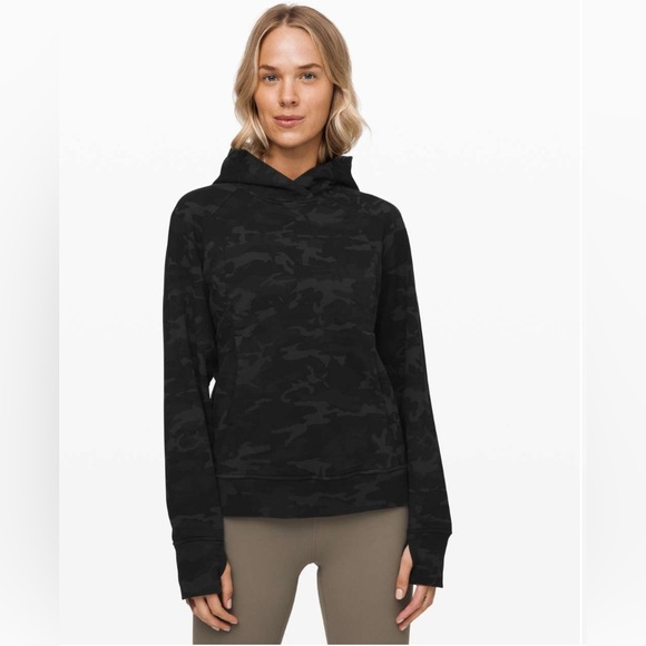 lululemon athletica Tops - Lululemon Scuba Pullover Hoodie Black Camo Size 6